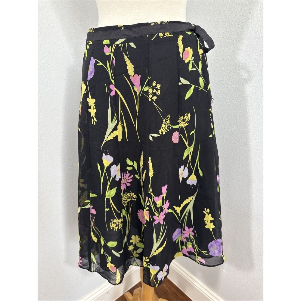 John Paul Richard Skirt Womens 12 Silk Floral Chiffon Prairie Cowgirl 90s Y2K